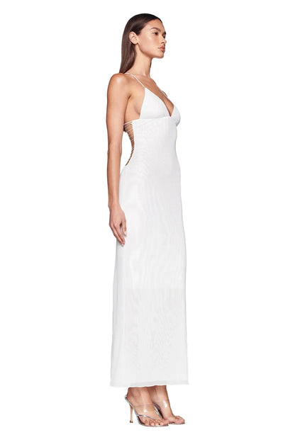 Women's Maxi Dress – Sleeveless – Open Back with Butterfly Details – Slim Fit