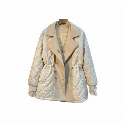 Alina Quilted Double-Breasted Jacket | Drawstring Waist Coat