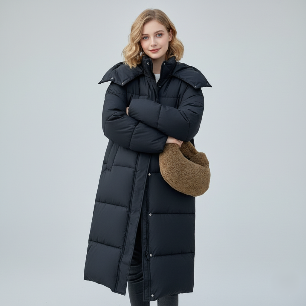 Women’s Puffer Jacket - Oversized Fit - Full Length - Quilted - Hooded