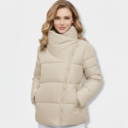 Women's Winter Jacket – Quilted and Padded – Regular Fit – High Neckline – Zipper Closure