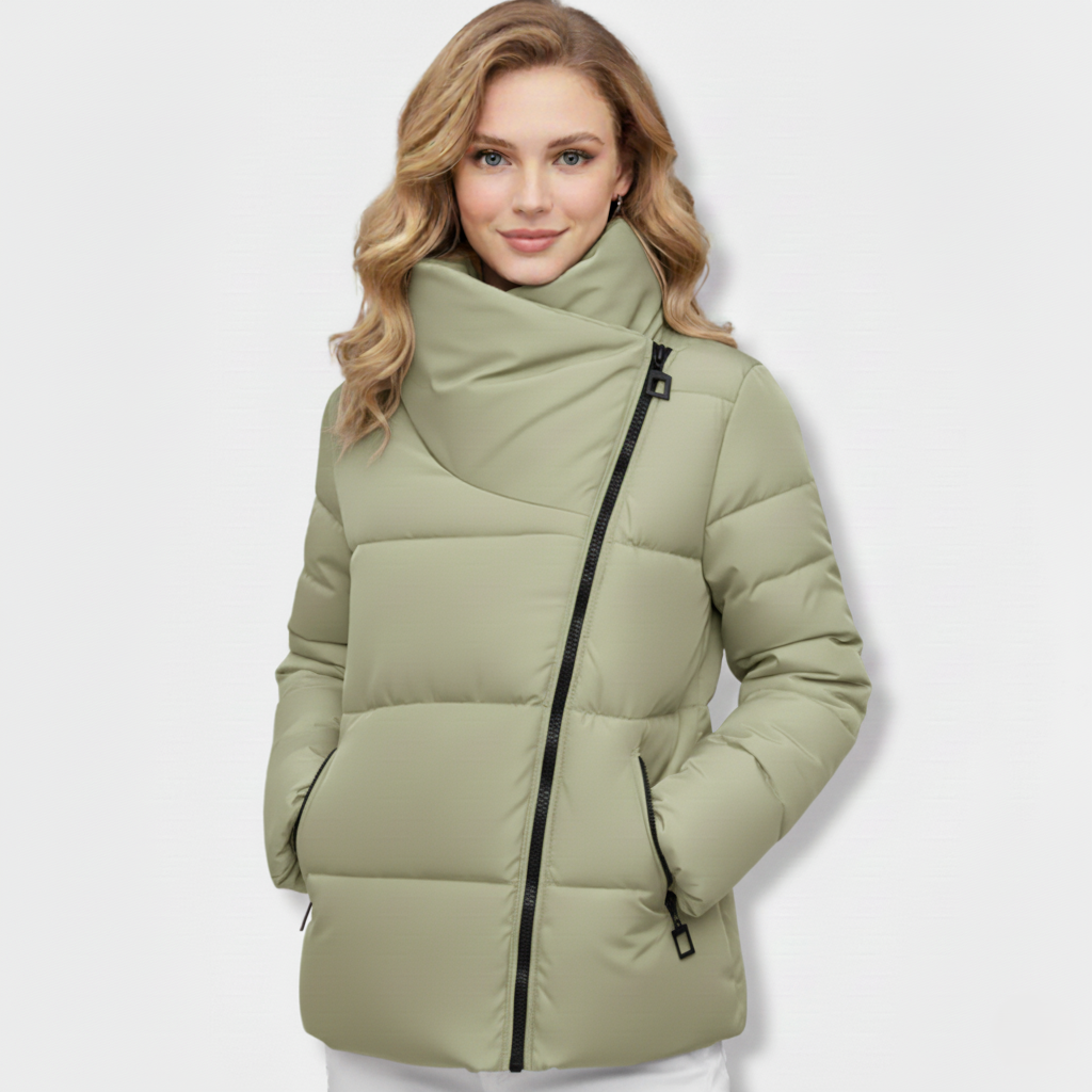Women's Winter Jacket – Quilted and Padded – Regular Fit – High Neckline – Zipper Closure