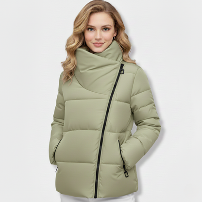 Women's Winter Jacket – Quilted and Padded – Regular Fit – High Neckline – Zipper Closure