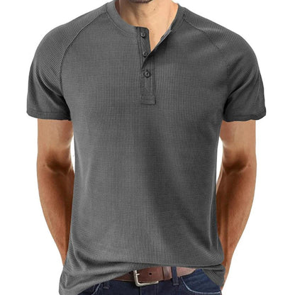 Men's Henley T-shirt – Slim Fit – Soft Knit – Short Sleeve Breathable Casual Style