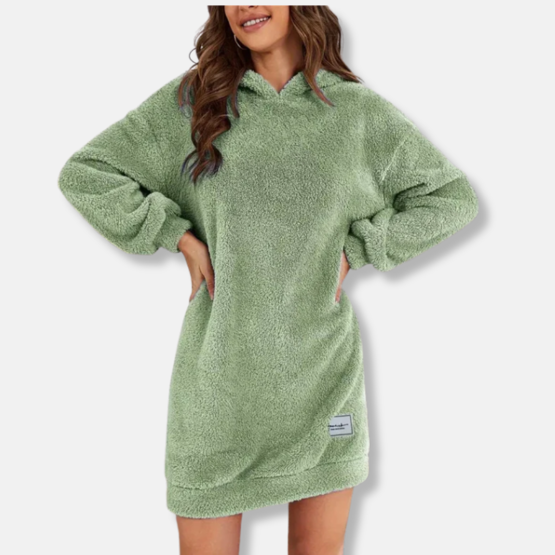 Women's Hoodie Dress – Oversized Fit – Soft Fleece – Long-Sleeved Casual Comfort