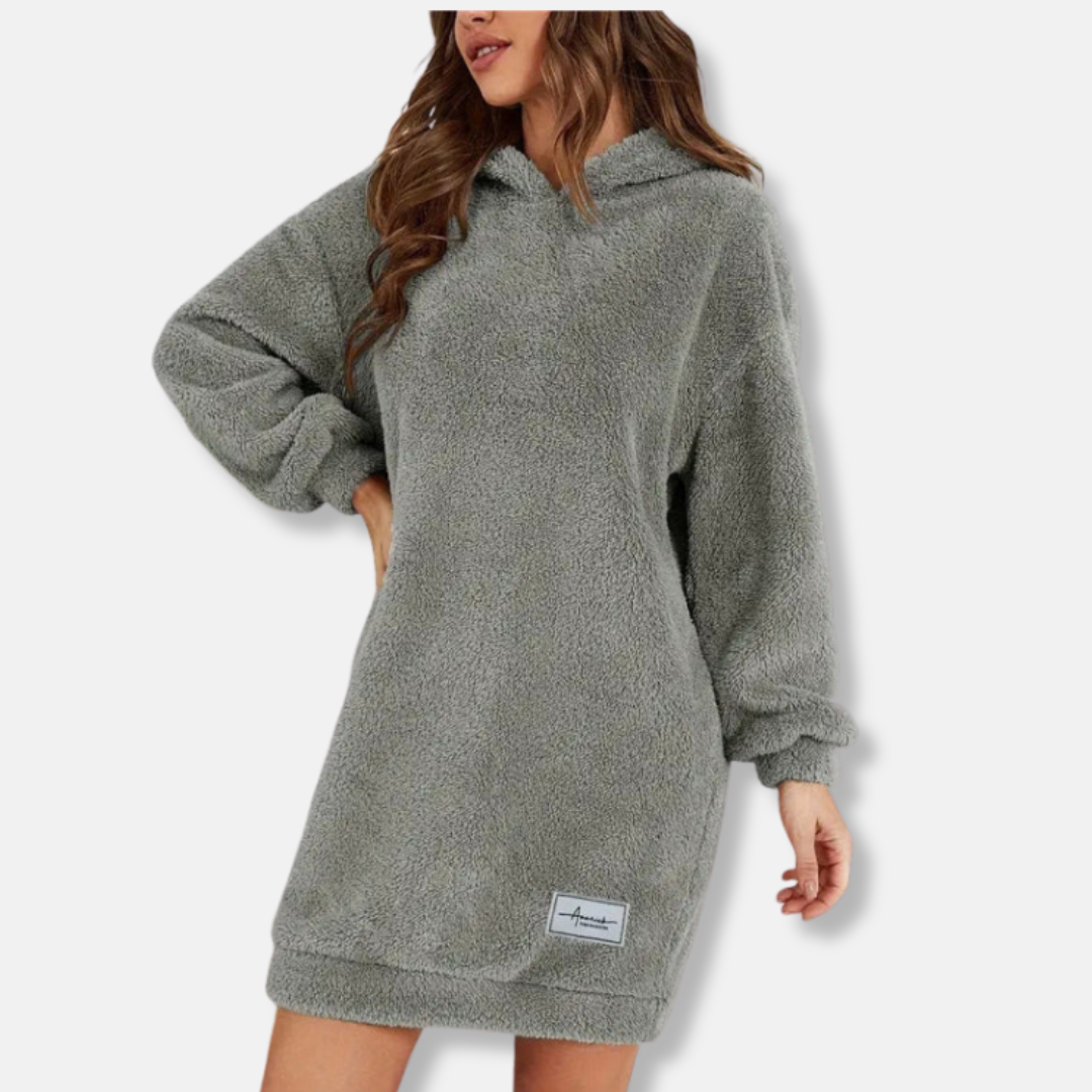 Women's Hoodie Dress – Oversized Fit – Soft Fleece – Long-Sleeved Casual Comfort