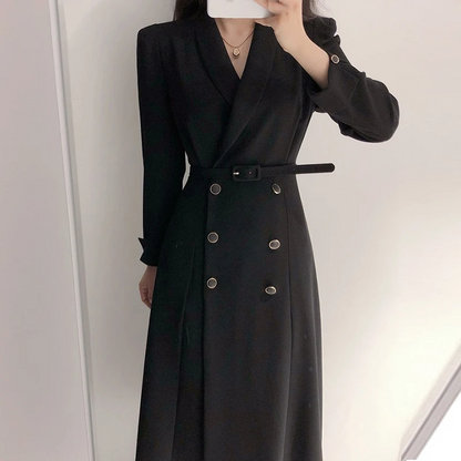 Women's Trench Coat – Tailored Fit – Double Button Closure – Long Elegant Coat