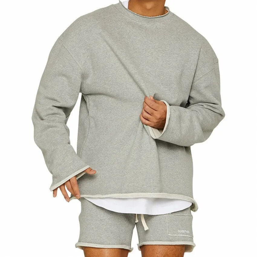 Men's Sweater – Relaxed Fit – Knit Texture – Drop Shoulder – Round Neck Casual