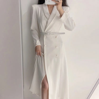 Women's Trench Coat – Tailored Fit – Double Button Closure – Long Elegant Coat