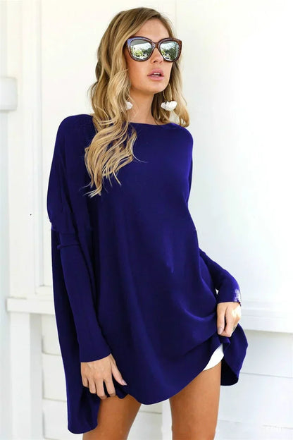 Women's Pullover Sweater – Oversized Fit – Soft Knit – Long Tunic Length – Casual Style