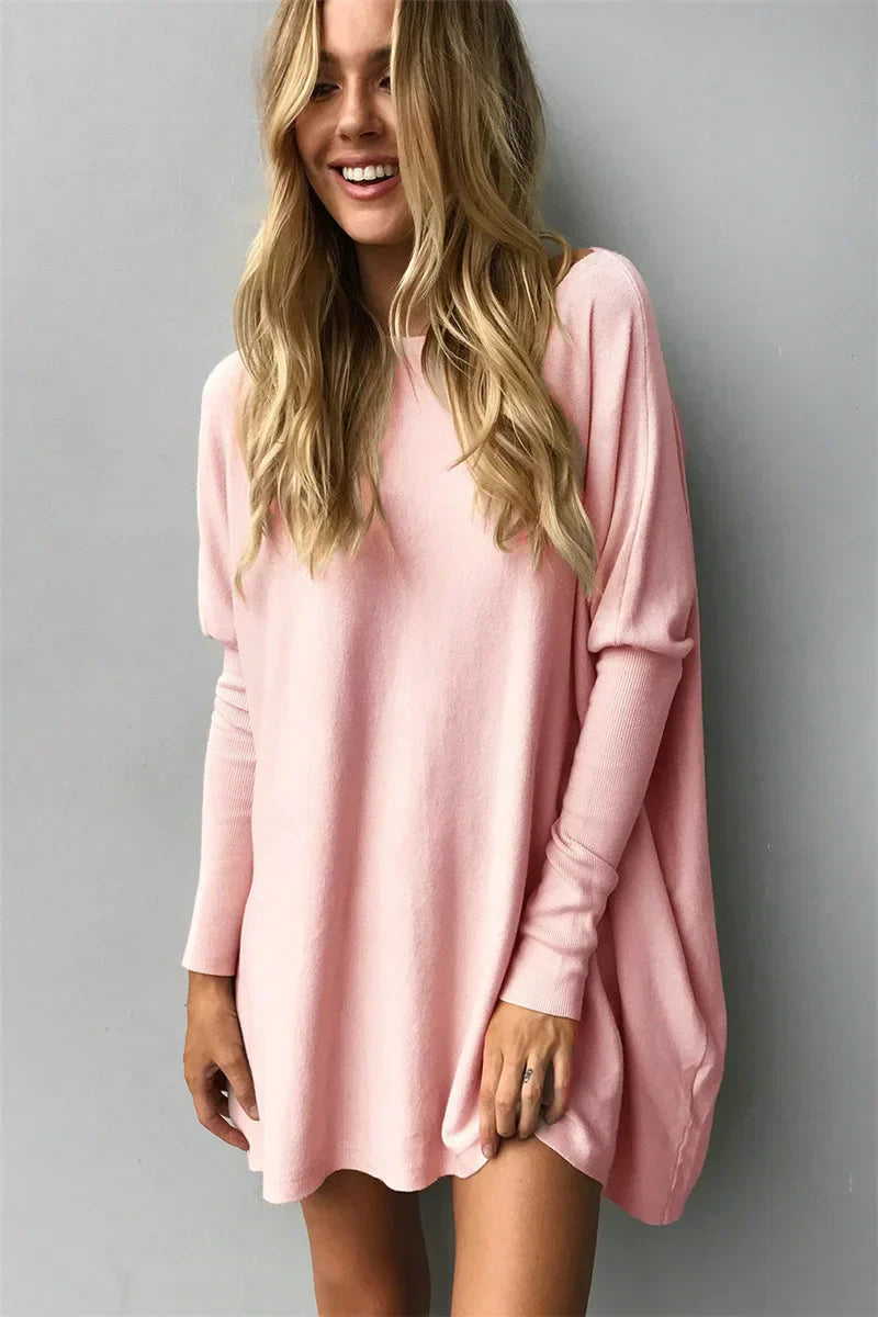 Women's Pullover Sweater – Oversized Fit – Soft Knit – Long Tunic Length – Casual Style