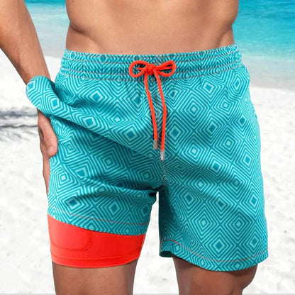 Men's Swim Shorts – Quick-Drying Lightweight Material – Medium Length Fit – Compression Lining