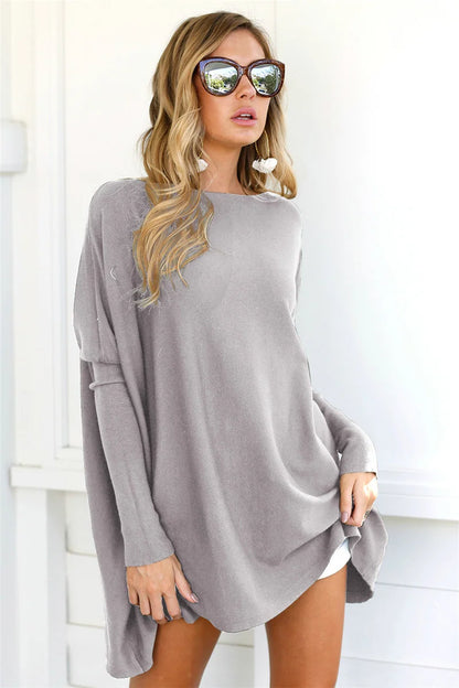 Women's Pullover Sweater – Oversized Fit – Soft Knit – Long Tunic Length – Casual Style