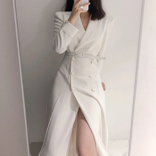 Women's Trench Coat – Tailored Fit – Double Button Closure – Long Elegant Coat