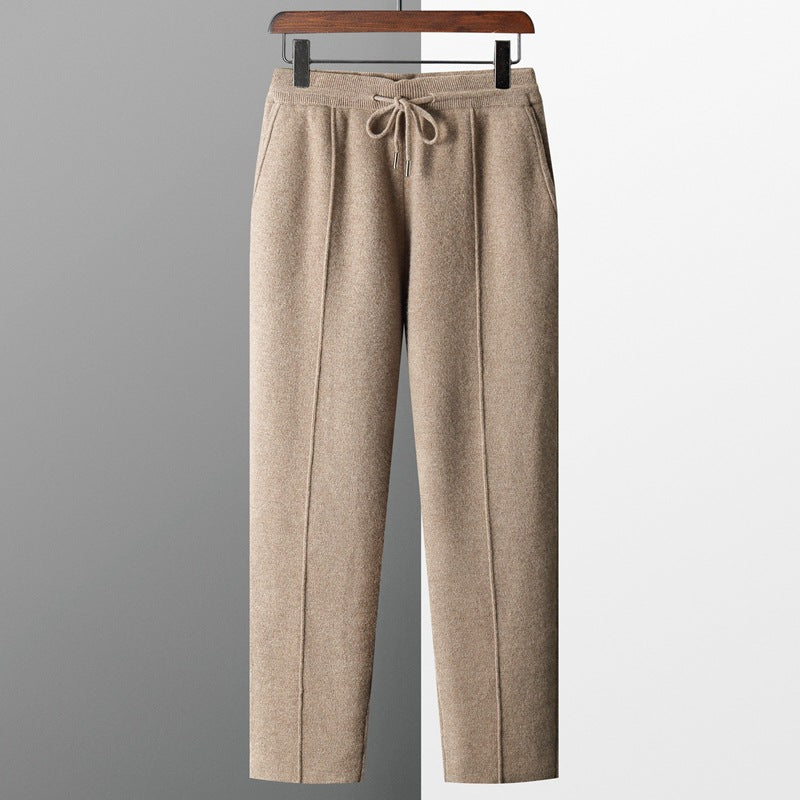 Daisy Wool-Blend Relaxed Fit Trousers | Drawstring Waist Side Pockets Trousers