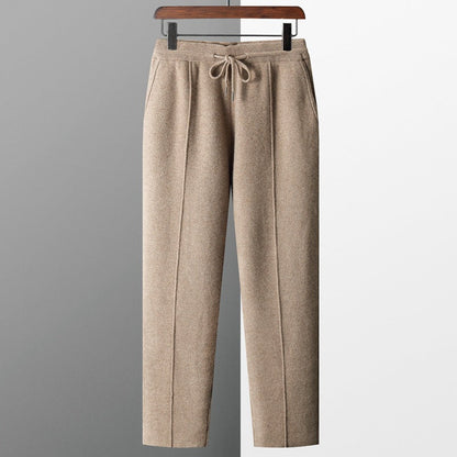 Daisy Wool-Blend Relaxed Fit Trousers | Drawstring Waist Side Pockets Trousers