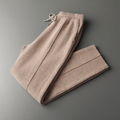 Daisy Wool-Blend Relaxed Fit Trousers | Drawstring Waist Side Pockets Trousers