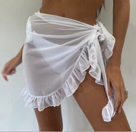 Women's Beach Skirt – Light and Breathable – Wrap Design – Ruched Edge – Tie String