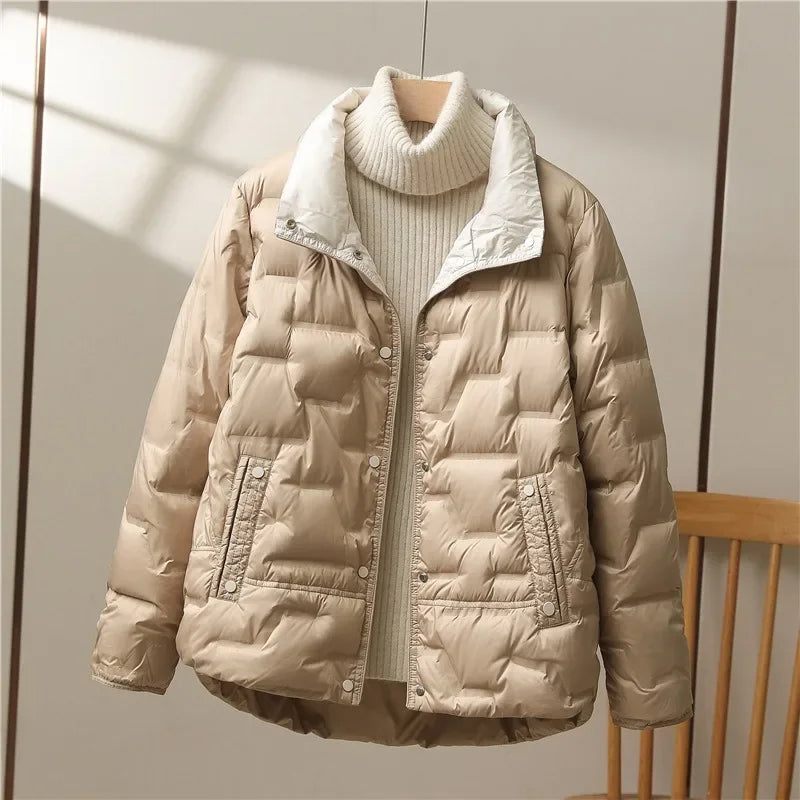 Aurora Quilted Down Jacket | Collared Relaxed Fit Down Jacket
