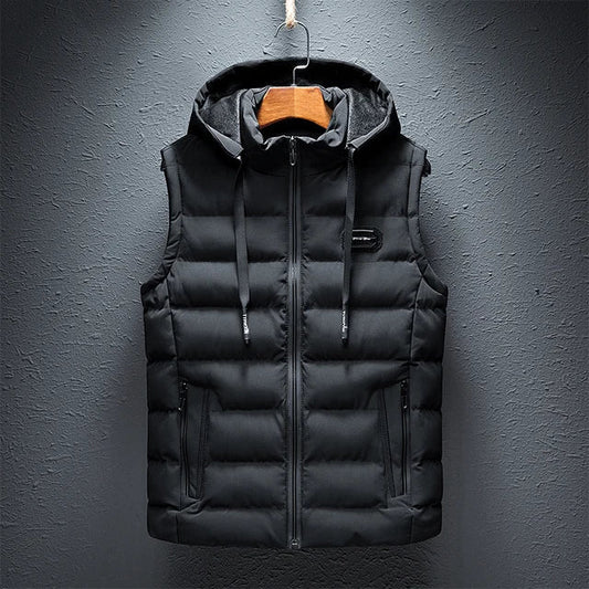 Men’s Puffer Vest - Quilted - Regular Fit - Hooded Stand Collar - Zipper Front