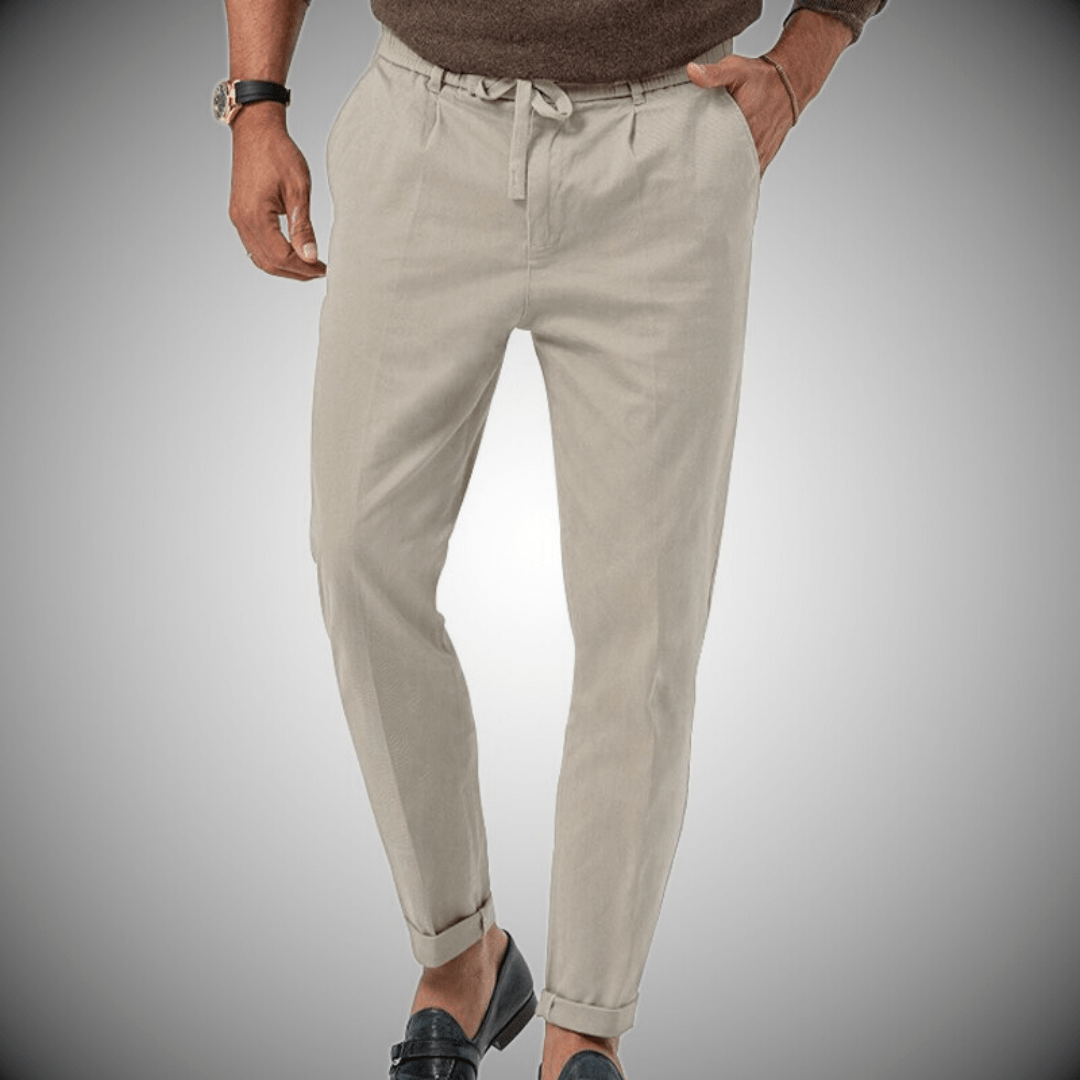 Men's Trousers – Relaxed Fit – Tapered Leg – Lightweight and Breathable – Drawstring Waist