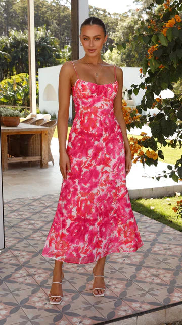 Women's Slip Dress – Elegant Maxi – Spaghetti Straps & Round Neck – Light and Stylish