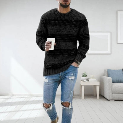Men's Sweater – Relaxed Fit – Wool Texture – Norwegian Pattern – Round Neck