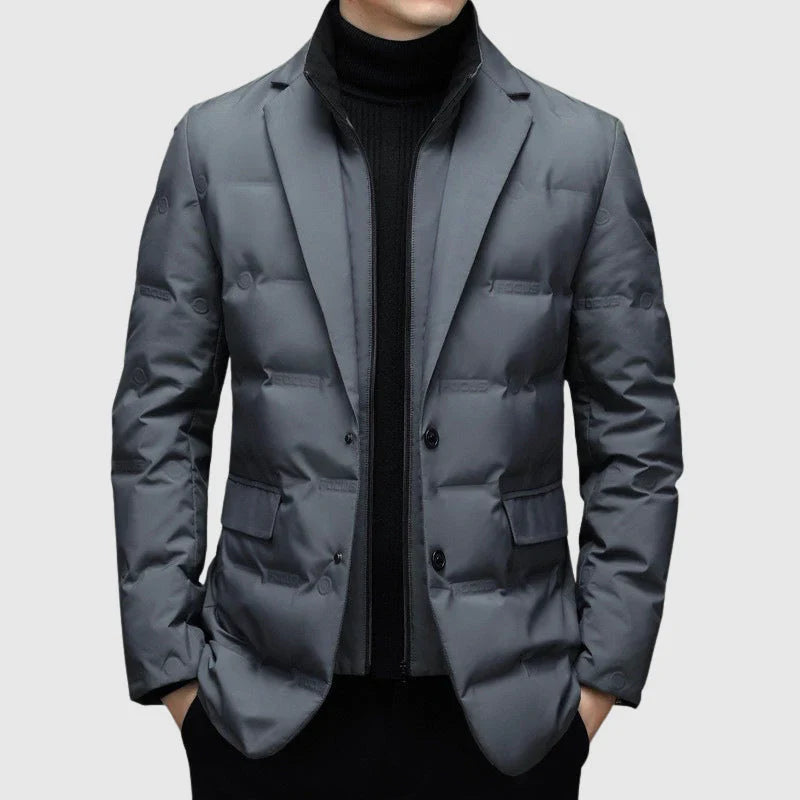 Men's Jacket – Quilted Blazer Look – Tailored Fit – Notch Lapel – 2-Button Closure