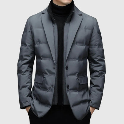 Men's Jacket – Quilted Blazer Look – Tailored Fit – Notch Lapel – 2-Button Closure