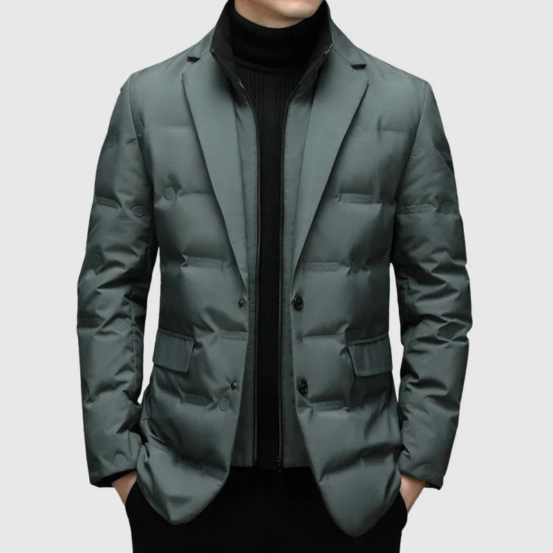 Men's Jacket – Quilted Blazer Look – Tailored Fit – Notch Lapel – 2-Button Closure