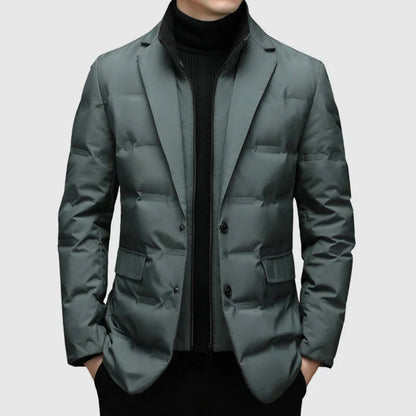Men's Jacket – Quilted Blazer Look – Tailored Fit – Notch Lapel – 2-Button Closure