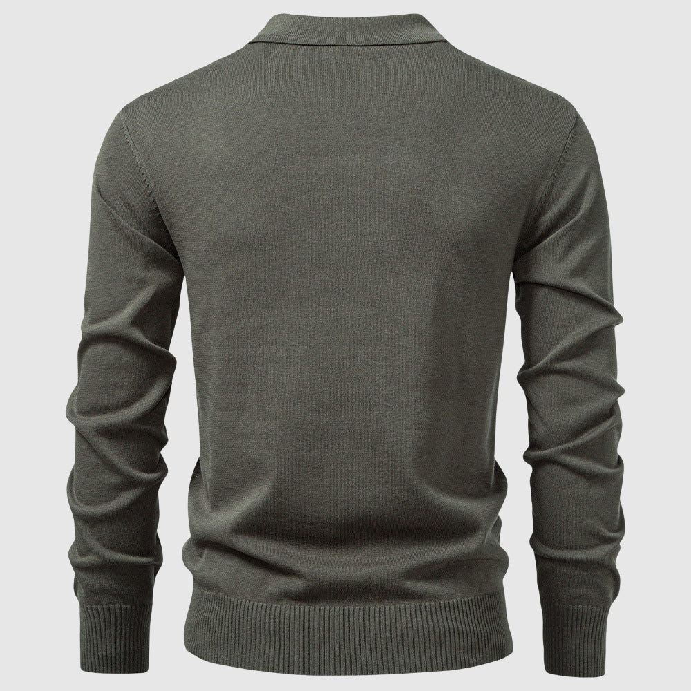 Hugo Textured Knit Hip-Length Polo Sweater | Half-Zip Regular Fit Polo Sweater