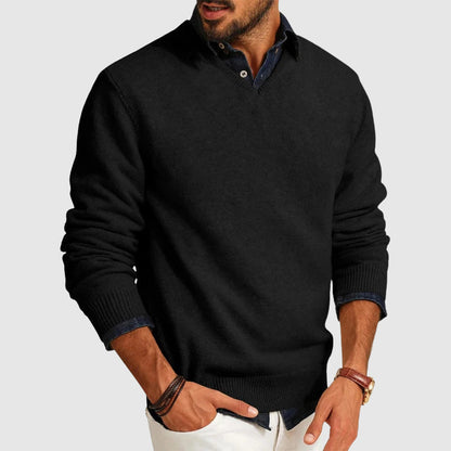 Oscar Regular Fit V-Neck Sweater | Solid Hip-Length Sweater