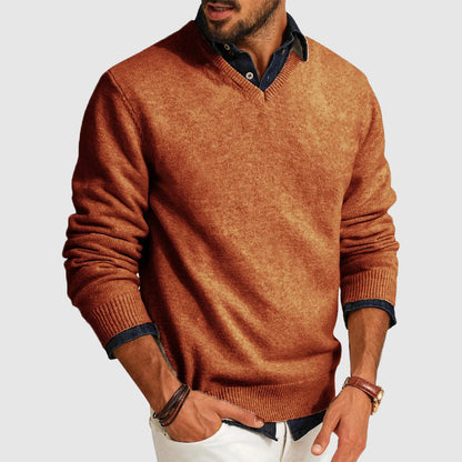 Oscar Regular Fit V-Neck Sweater | Solid Hip-Length Sweater