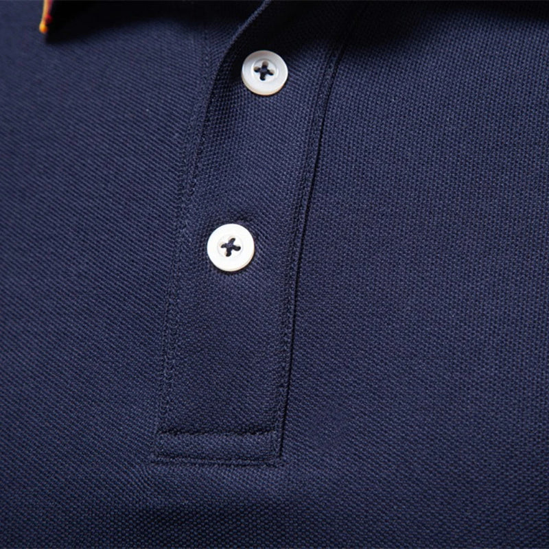 Theodore Regular Fit Long Sleeve Polo Shirt | Button Front Striped Collar Shirt