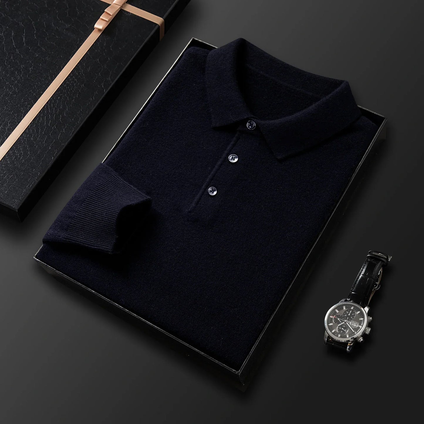 Men's Sweater with Polo Collar – Wool Blend – Regular Fit – Long Sleeves with Ribbed Cuffs