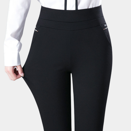 Women's Pants – Slim Fit – High Waist – Stretchable Comfort – Full Length