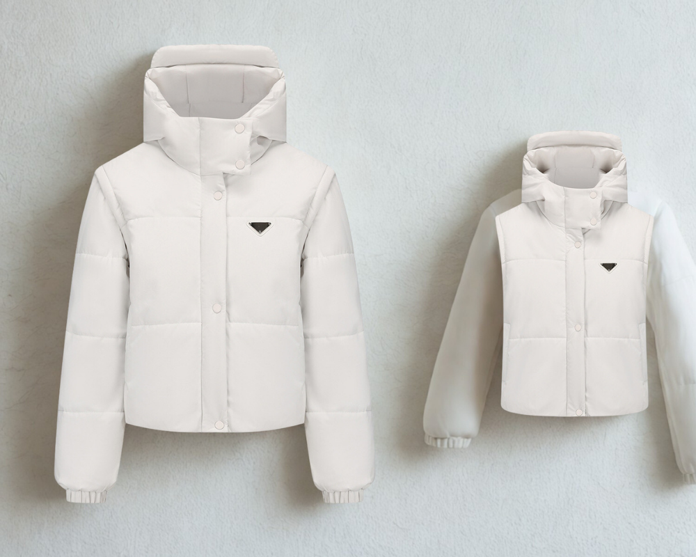 Women’s Puffer Jacket - Quilted - Stand Collar - Cropped Length - Long Sleeve