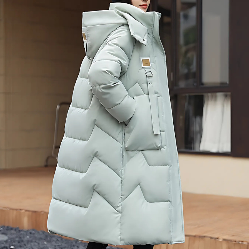 Women’s Coat - Synthetic - Oversized Fit - Maxi Length - Hooded High Collar