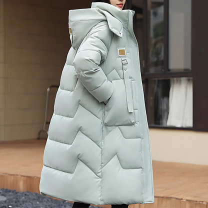 Women’s Coat - Synthetic - Oversized Fit - Maxi Length - Hooded High Collar
