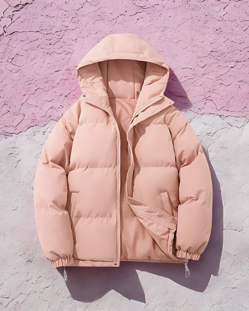 Men’s Puffer Coat - Insulated - Hip Length - Attached Hood - Elasticated Hem