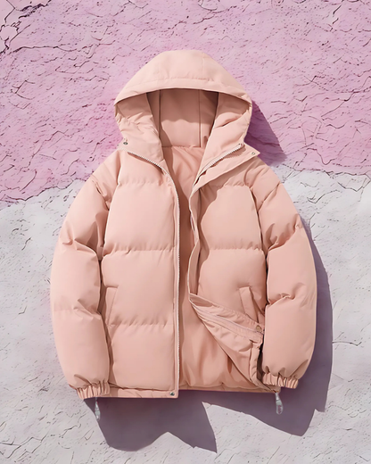 Men’s Puffer Coat - Insulated - Hip Length - Attached Hood - Elasticated Hem