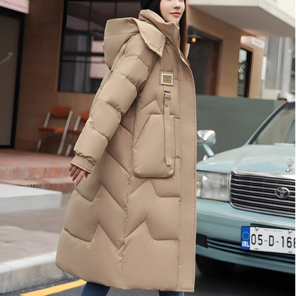 Women’s Coat - Synthetic - Oversized Fit - Maxi Length - Hooded High Collar