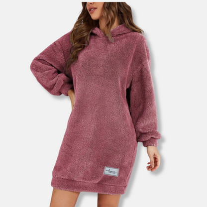 Women's Hoodie Dress – Oversized Fit – Soft Fleece – Long-Sleeved Casual Comfort