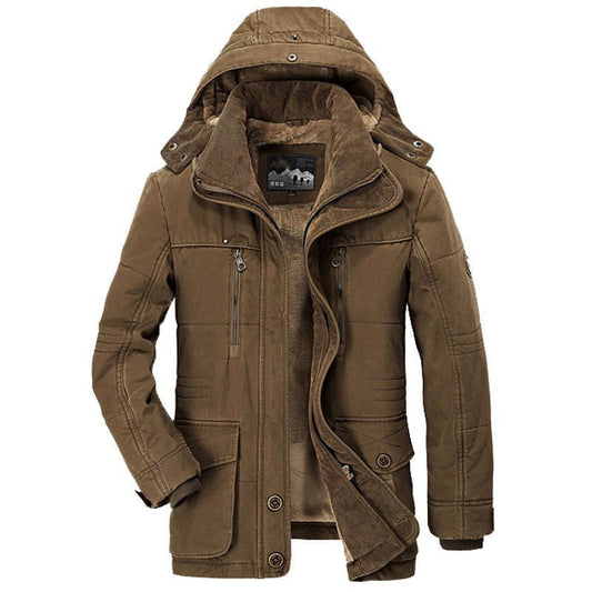 Noah Fleece-Lined Hooded Padded Parka Jacket | Multi-Pocket Hip-Length Jacket
