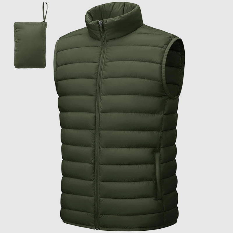 Leo Quilted Puffer Vest | Stand Collar Side Pockets Puffer Vest