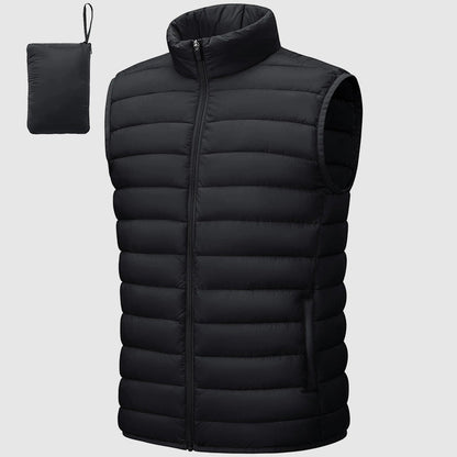 Leo Quilted Puffer Vest | Stand Collar Side Pockets Puffer Vest