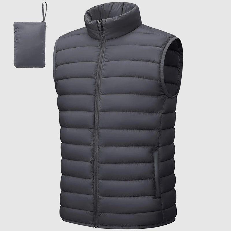 Leo Quilted Puffer Vest | Stand Collar Side Pockets Puffer Vest