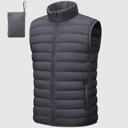 Leo Quilted Puffer Vest | Stand Collar Side Pockets Puffer Vest