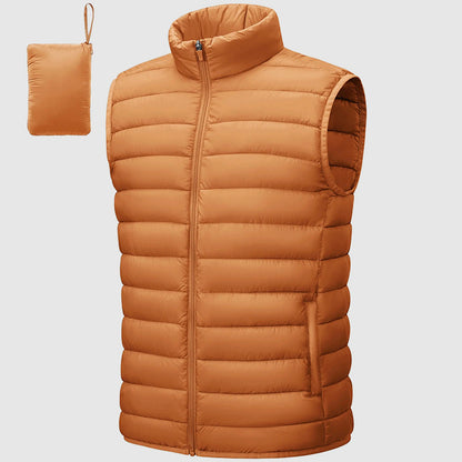 Leo Quilted Puffer Vest | Stand Collar Side Pockets Puffer Vest