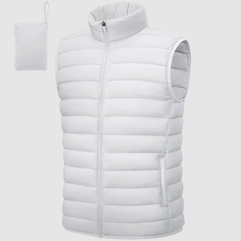 Leo Quilted Puffer Vest | Stand Collar Side Pockets Puffer Vest